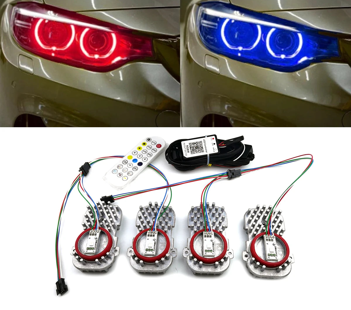 BMW RGB DRL Angel Eye Module Kit – APP + Remote Controlled (E92 F30 F32 F80 F82 F83 F36 X5 X6)
