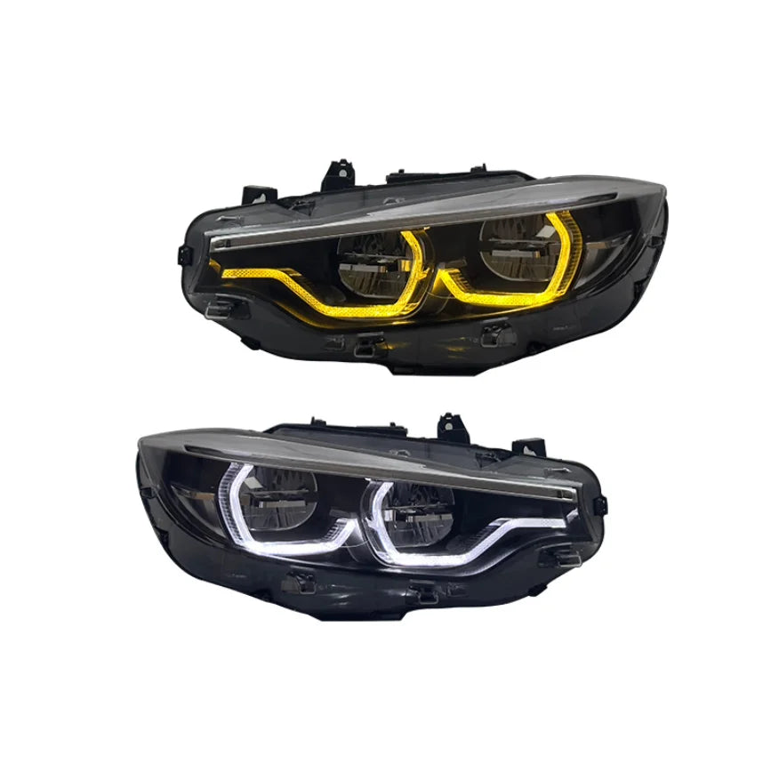 BMW F32–F82 Ikon-Style Dual-Color LED Headlights – Yellow/White DRL Upgrade (M3/M4 2013–2019)