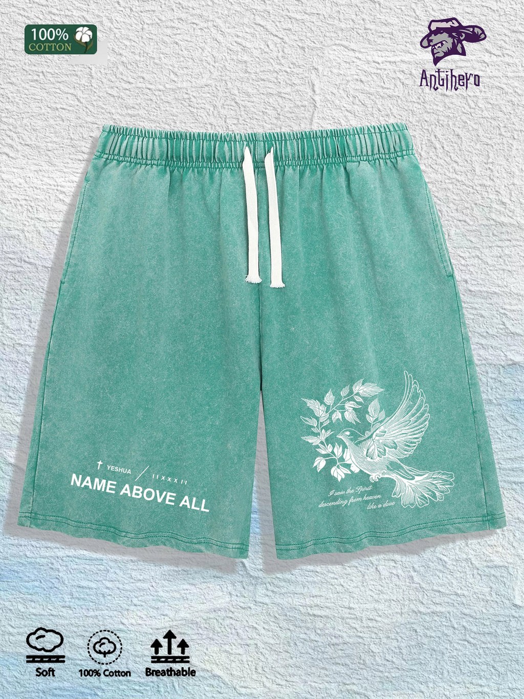 “NAME ABOVE ALL” Cotton Washed Graphic Shorts