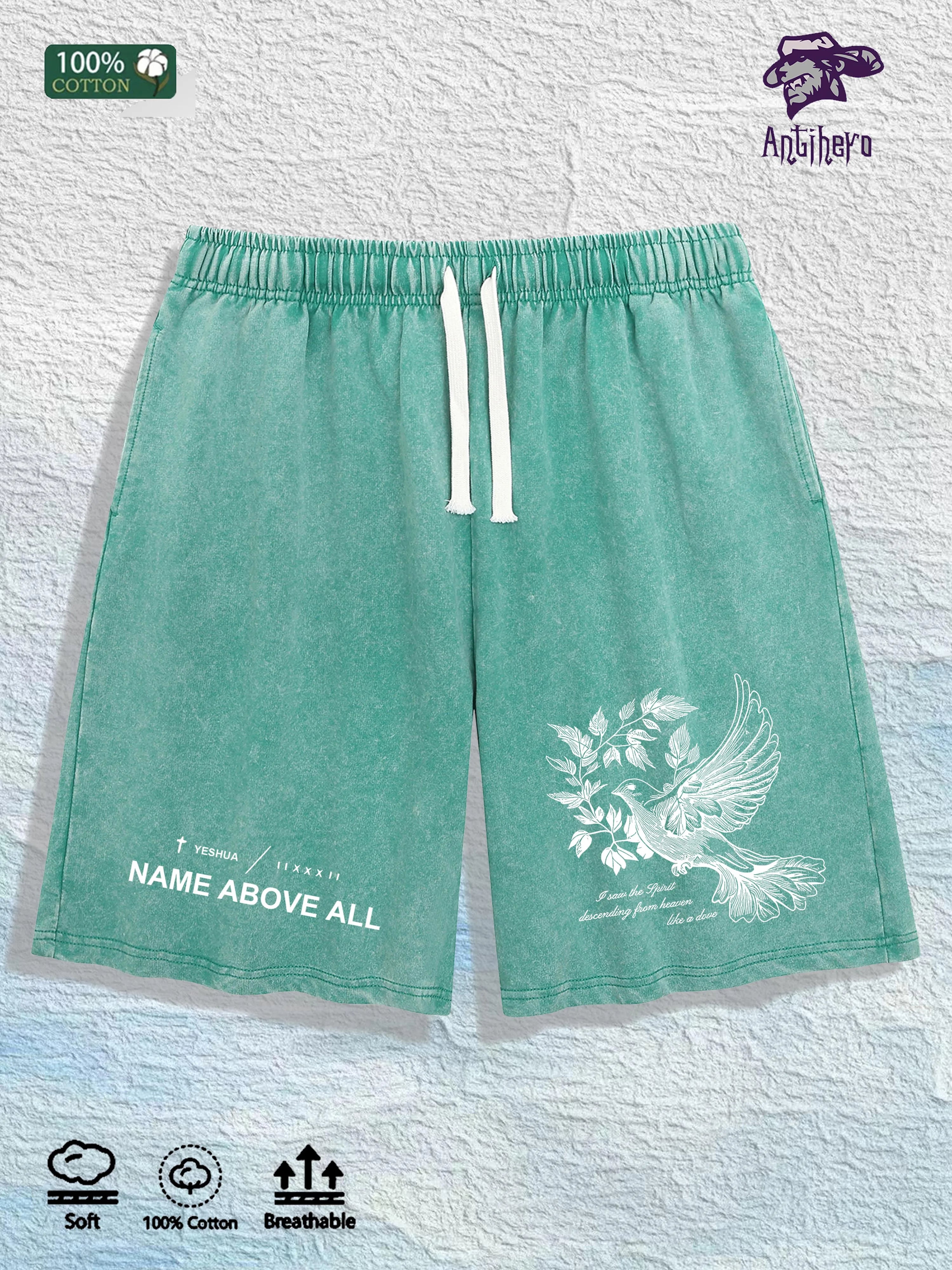 “NAME ABOVE ALL” Cotton Washed Graphic Shorts